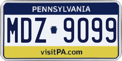 PA license plate MDZ9099