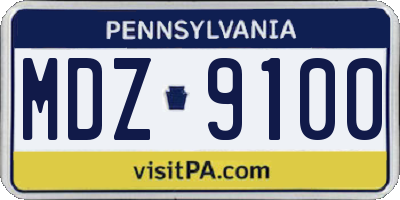 PA license plate MDZ9100