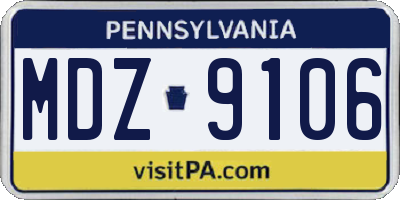 PA license plate MDZ9106