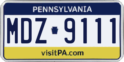 PA license plate MDZ9111
