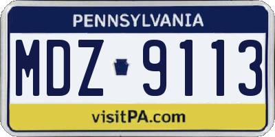 PA license plate MDZ9113
