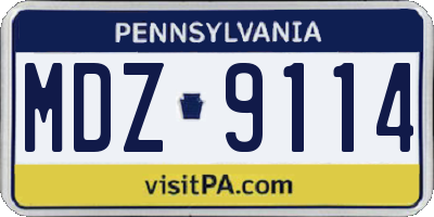 PA license plate MDZ9114