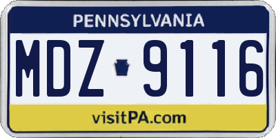 PA license plate MDZ9116