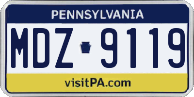 PA license plate MDZ9119