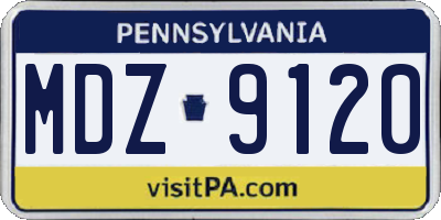 PA license plate MDZ9120