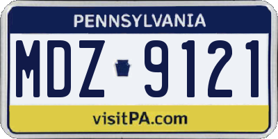 PA license plate MDZ9121