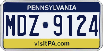 PA license plate MDZ9124