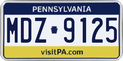 PA license plate MDZ9125