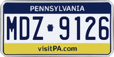 PA license plate MDZ9126