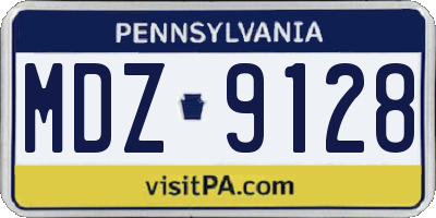 PA license plate MDZ9128
