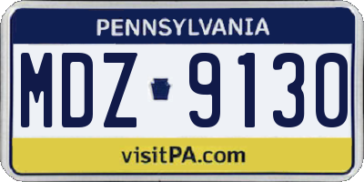 PA license plate MDZ9130