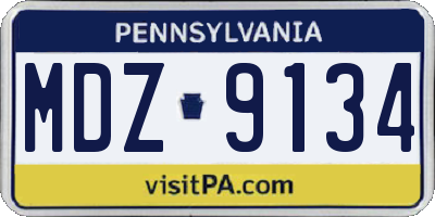 PA license plate MDZ9134