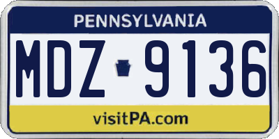 PA license plate MDZ9136