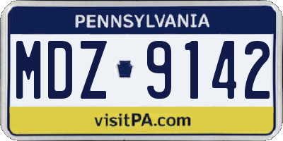 PA license plate MDZ9142