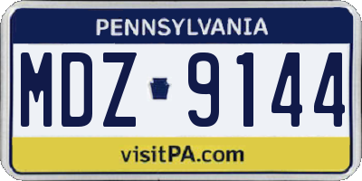 PA license plate MDZ9144