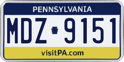PA license plate MDZ9151