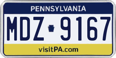 PA license plate MDZ9167