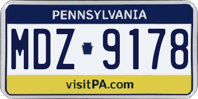 PA license plate MDZ9178
