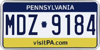 PA license plate MDZ9184