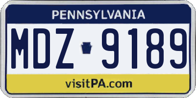 PA license plate MDZ9189