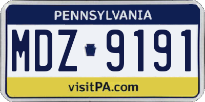 PA license plate MDZ9191