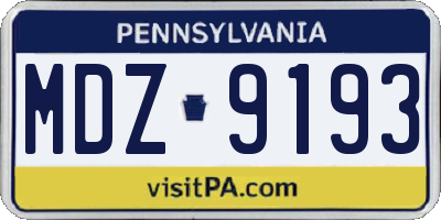 PA license plate MDZ9193