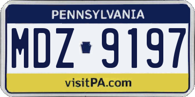 PA license plate MDZ9197