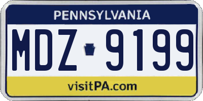 PA license plate MDZ9199