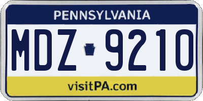 PA license plate MDZ9210