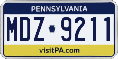 PA license plate MDZ9211