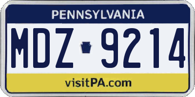 PA license plate MDZ9214