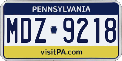 PA license plate MDZ9218