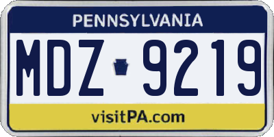 PA license plate MDZ9219