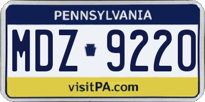 PA license plate MDZ9220