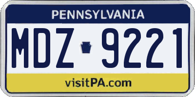 PA license plate MDZ9221