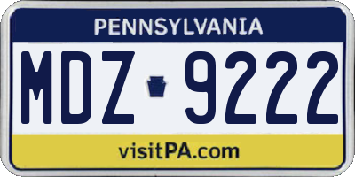 PA license plate MDZ9222
