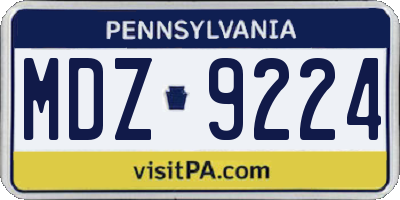PA license plate MDZ9224