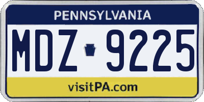 PA license plate MDZ9225