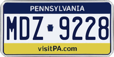 PA license plate MDZ9228