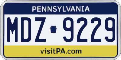 PA license plate MDZ9229
