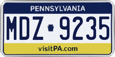 PA license plate MDZ9235