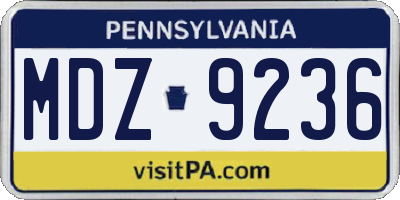 PA license plate MDZ9236