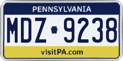 PA license plate MDZ9238