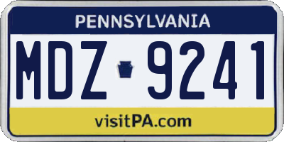 PA license plate MDZ9241