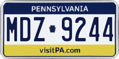 PA license plate MDZ9244