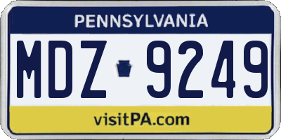PA license plate MDZ9249