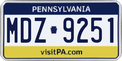 PA license plate MDZ9251