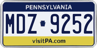 PA license plate MDZ9252