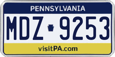 PA license plate MDZ9253