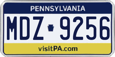 PA license plate MDZ9256